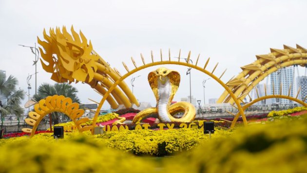 Người dân Đà Nẵng rộn ràng khám phá đường hoa xuân Bạch Đằng